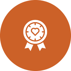 Heart emblem on orange circle
