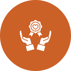 Heart badge between open hands