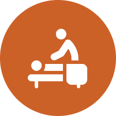 Massage therapy icon on orange background