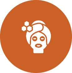 Facial mask illustration in white and orange