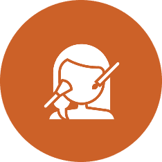 Cosmetics symbol with brushes and face