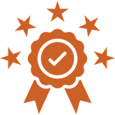 Award badge with checkmark and stars