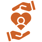 Caring hands embracing heart symbol