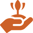 Hand holding a growing plant icon